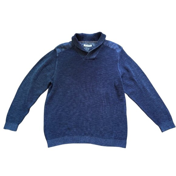 Tommy Bahama Mens Size XL Tuck Knit Shawl Collar Pullover Sweater Blue Cotton - Picture 2 of 9